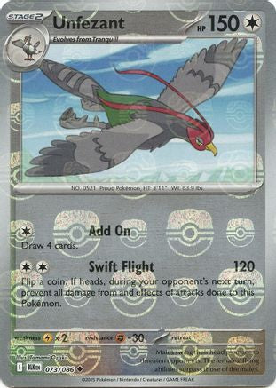 Unfezant (Master Ball Pattern) 073 - Holofoil SV Black Bolt - Uncommon
