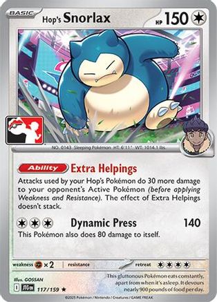 Hop's Snorlax 117 - Holofoil Prize Pack Series Cards - Rare