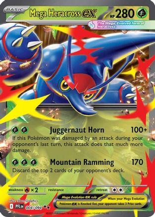 Mega Heracross ex 004/094 - Holofoil ME02 Phantasmal Flames - Double Rare