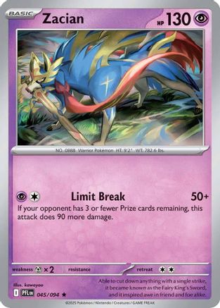 Zacian 045/094 - Reverse Holofoil ME02 Phantasmal Flames - Rare