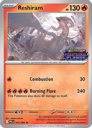 Reshiram (Phantasmal Flames Stamped) 017 - Holofoil Miscellaneous Cards & Products - Rare