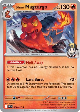 Ethan's Magcargo 024/217 - Reverse Holofoil ME Ascended Heroes - Rare