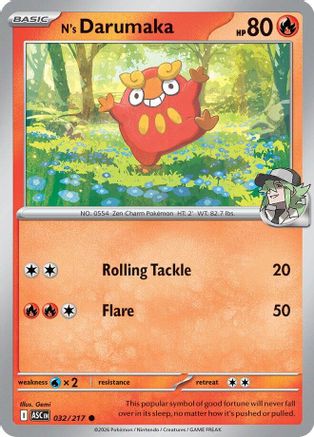 N's Darumaka 032 - Reverse Holofoil ME Ascended Heroes - Common