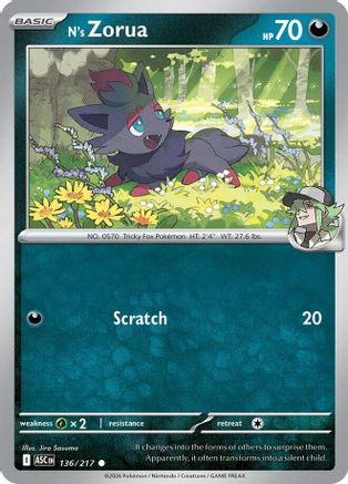 N's Zorua 136 - Reverse Holofoil ME Ascended Heroes - Common