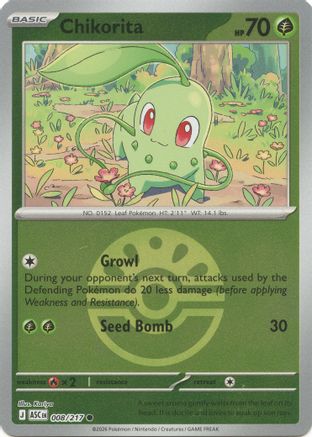 Chikorita (Friend Ball) 008 - Reverse Holofoil ME Ascended Heroes - Common