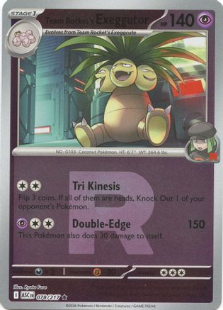 Team Rocket's Exeggutor (Team Rocket) 078 - Reverse Holofoil ME Ascended Heroes - Rare