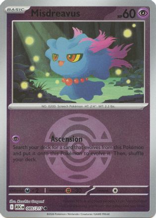 Misdreavus (Dusk Ball) 085/217 - Reverse Holofoil ME Ascended Heroes - Common