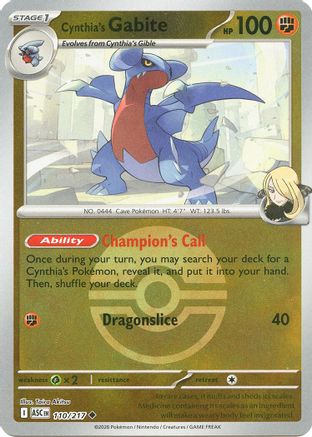 Cynthia's Gabite (Poke Ball) 110 - Reverse Holofoil ME Ascended Heroes - Uncommon