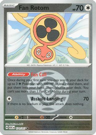 Fan Rotom (Dusk Ball) 171/217 - Reverse Holofoil ME Ascended Heroes - Common