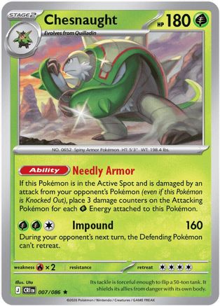 Chesnaught 007 - Reverse Holofoil ME04 Chaos Rising - Rare