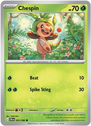 Chespin 005/086 - Reverse Holofoil ME04 Chaos Rising - Common