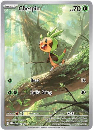 Chespin 087/086 - Holofoil ME04 Chaos Rising - Illustration Rare