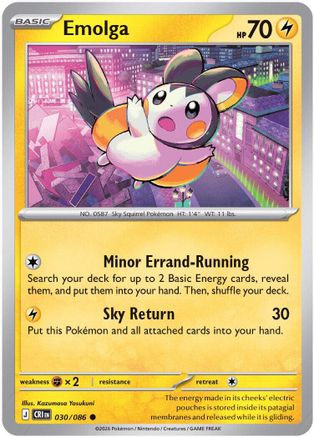 Emolga 030 - Reverse Holofoil ME04 Chaos Rising - Common