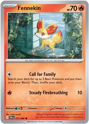 Fennekin 011 - Reverse Holofoil ME04 Chaos Rising - Common