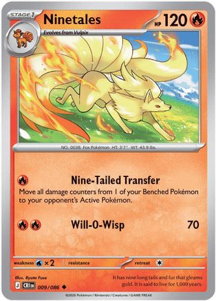 Ninetales 009 - Reverse Holofoil ME04 Chaos Rising - Uncommon