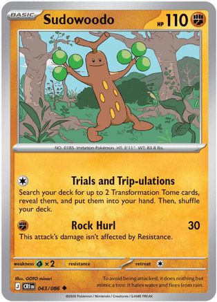 Sudowoodo 043 - Reverse Holofoil ME04 Chaos Rising - Uncommon