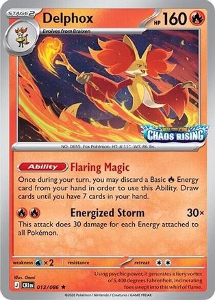 Delphox (Chaos Rising Stamped) 013/086 - Holofoil Miscellaneous Cards & Products - Rare