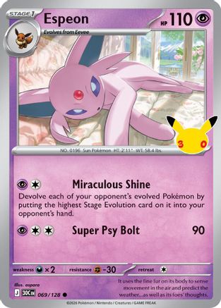 Espeon 069 - Holofoil ME 30th Celebration - Common