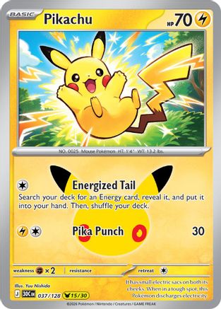 Pikachu 037/128 - Holofoil ME 30th Celebration - None