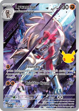 Lycanroc 138 - Holofoil ME 30th Celebration - Illustration Rare
