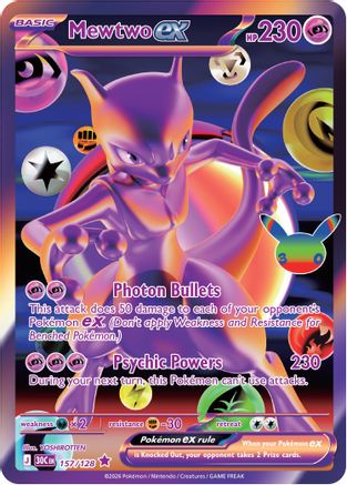 Mewtwo ex 157 - Holofoil ME 30th Celebration - Futuristic Rare