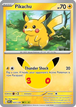 Pikachu 023/128 - Holofoil ME 30th Celebration - Pikachu Rare