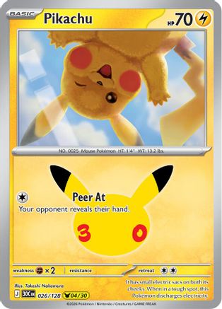 Pikachu 026/128 - Holofoil ME 30th Celebration - Pikachu Rare
