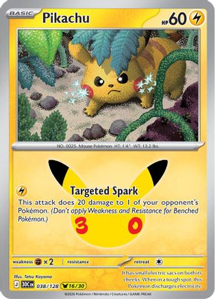 Pikachu 038/128 - Holofoil ME 30th Celebration - Pikachu Rare