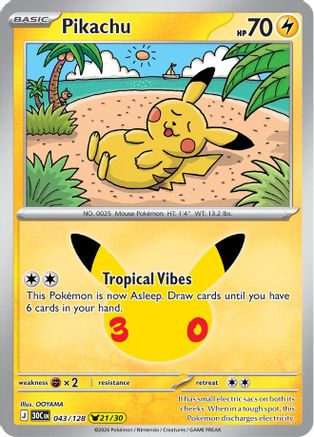 Pikachu 043/128 - Holofoil ME 30th Celebration - Pikachu Rare