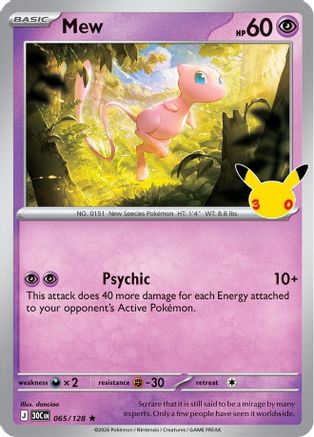 Mew 065/128 - Holofoil ME 30th Celebration - Rare