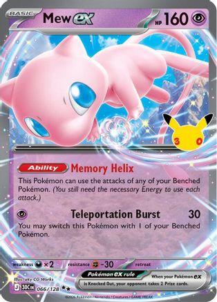 Mew ex 066/128 - Holofoil ME 30th Celebration - Double Rare