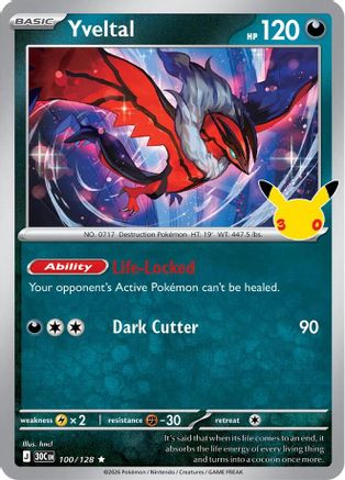 Yveltal 100/128 - Holofoil ME 30th Celebration - Rare