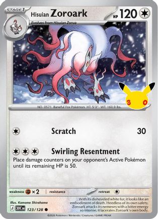 Hisuian Zoroark 123/128 - Holofoil ME 30th Celebration - Common