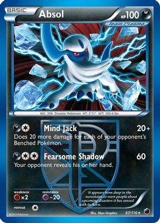 Absol (Team Plasma) - Reverse Holofoil Plasma Freeze - Holo Rare