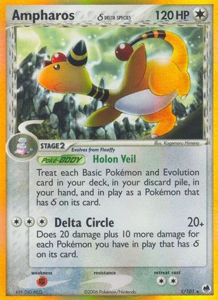 Ampharos (Delta Species)/101 - Reverse Holofoil Dragon Frontiers - Holo Rare