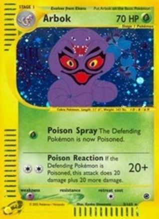 Arbok (3) - Reverse Holofoil Expedition - Holo Rare