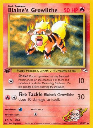 Blaine's Growlithe (35) (35) 035 - Unlimited Gym Heroes - Uncommon
