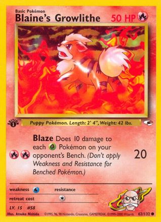 Blaine's Growlithe (62) (62) 062 - Unlimited Gym Heroes - Common