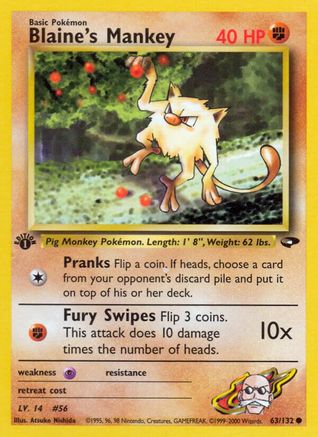Blaine's Mankey 063 - 1st Edition Gym Challenge - Common