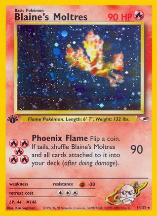 Blaine's Moltres 001 - 1st Edition Holofoil Gym Heroes - Holo Rare