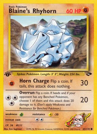 Blaine's Rhyhorn 065 - 1st Edition Gym Challenge - Common
