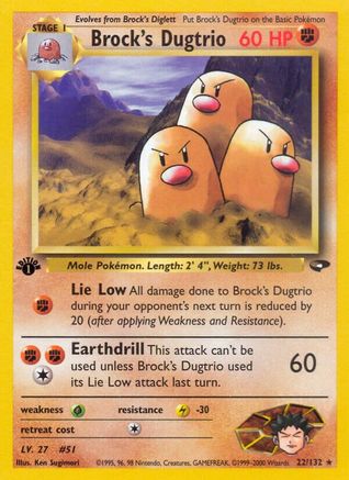 Brock's Dugtrio 022 - 1st Edition Gym Challenge - Rare