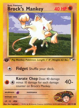 Brock's Mankey (68) (68) 068 - 1st Edition Gym Heroes - Common