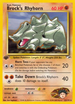 Brock's Rhyhorn (22) (22) 022 - 1st Edition Gym Heroes - Rare