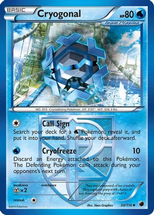 Cryogonal (Team Plasma) 030/116 - Reverse Holofoil Plasma Freeze - Uncommon