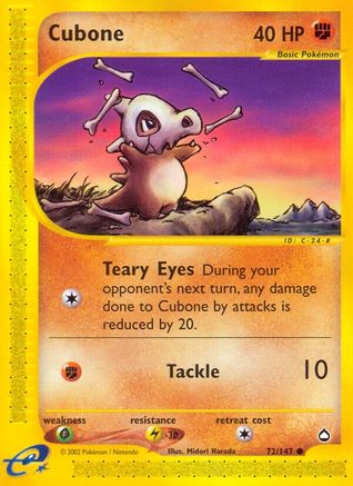 Cubone 072 - Reverse Holofoil Aquapolis - Common