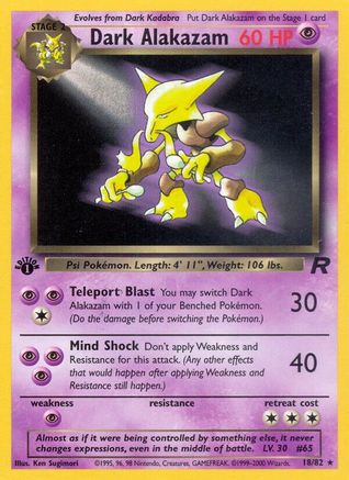 Dark Alakazam (18) (18) 018 - 1st Edition Team Rocket - Rare