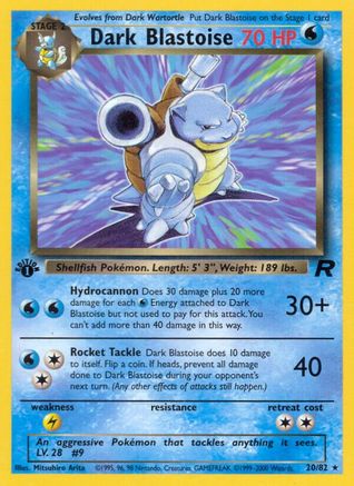Dark Blastoise (20) (20) 020 - 1st Edition Team Rocket - Rare