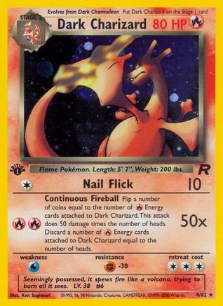 Dark Charizard (4) (4) 004 - 1st Edition Holofoil Team Rocket - Holo Rare