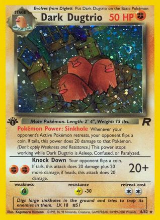Dark Dugtrio (6) (6) 006 - 1st Edition Holofoil Team Rocket - Holo Rare